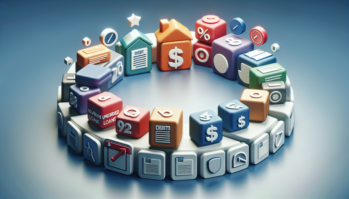 Debt Consolidation or Negotiate with Creditors: Effective Strategies | DCL A financial chart illustrating various debt consolidation loans, secured and unsecured, with colours indicating interest rates and risks.