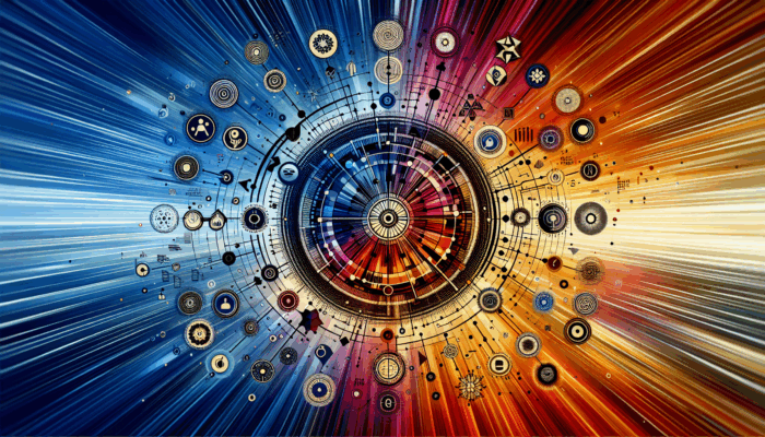 A content map with "Main Topic" at the centre and branches to subtopics on a vibrant background.