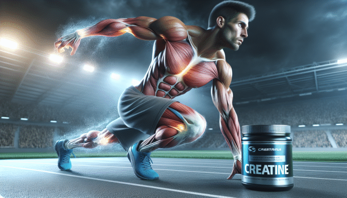 An athlete recovering swiftly from muscle strain with creatine, alleviating inflammation and soreness, returning to intense sports training.
