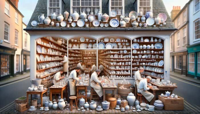 A welcoming East Calder porcelain repair shop where artisans restore ceramics, providing bespoke consultations.