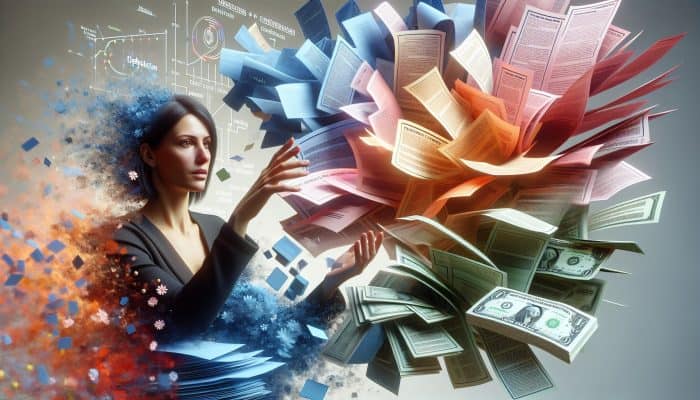 Debt Consolidation Loans vs Home Equity Loans: Your UK Guide | DCL Debt Consolidation Loans vs Home Equity Loans: Person merging chaotic debt papers into one organised loan document, symbolising financial clarity through debt consolidation.