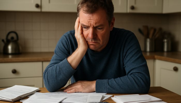 Signs Support Is Harming Your Finances: Identify The Risks | DCL Anxious UK resident at cluttered table with council tax bills and support letters
