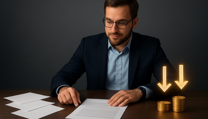 Combine Payday Loans Into One Affordable Plan: Save Money Today | DCL Borrower comparing high-interest loans to low-APR consolidation with savings coins and arrows on desk