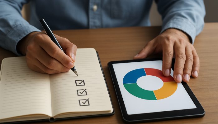 Illustrative guide to tracking progress with charts and strategy icons